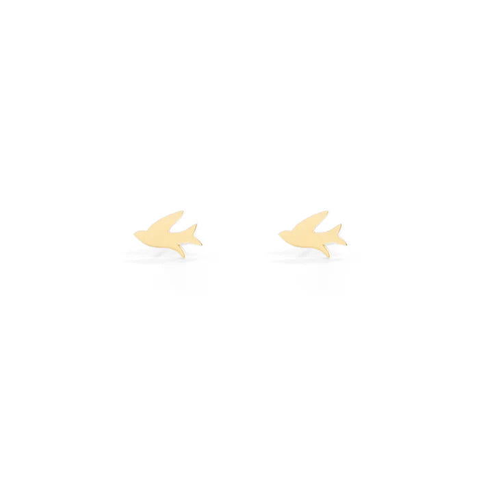 Bird Stud Earrings - Gold