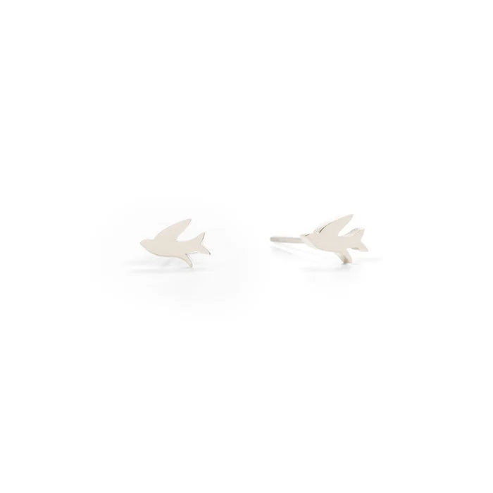 Bird Stud Earrings - Silver