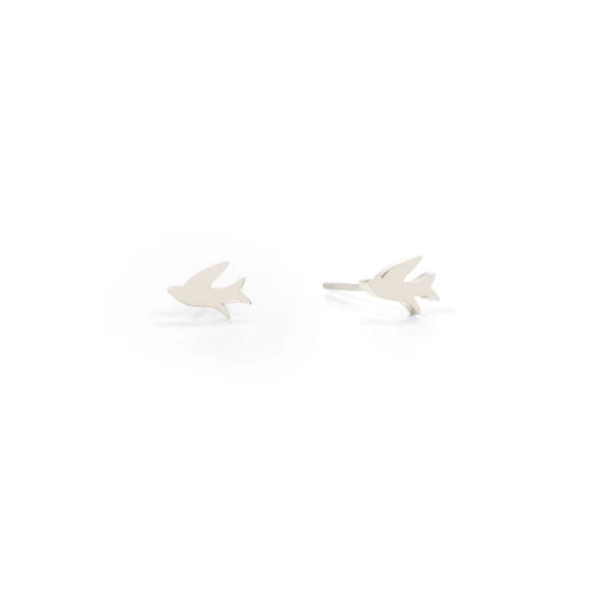 Bird Stud Earrings - Silver