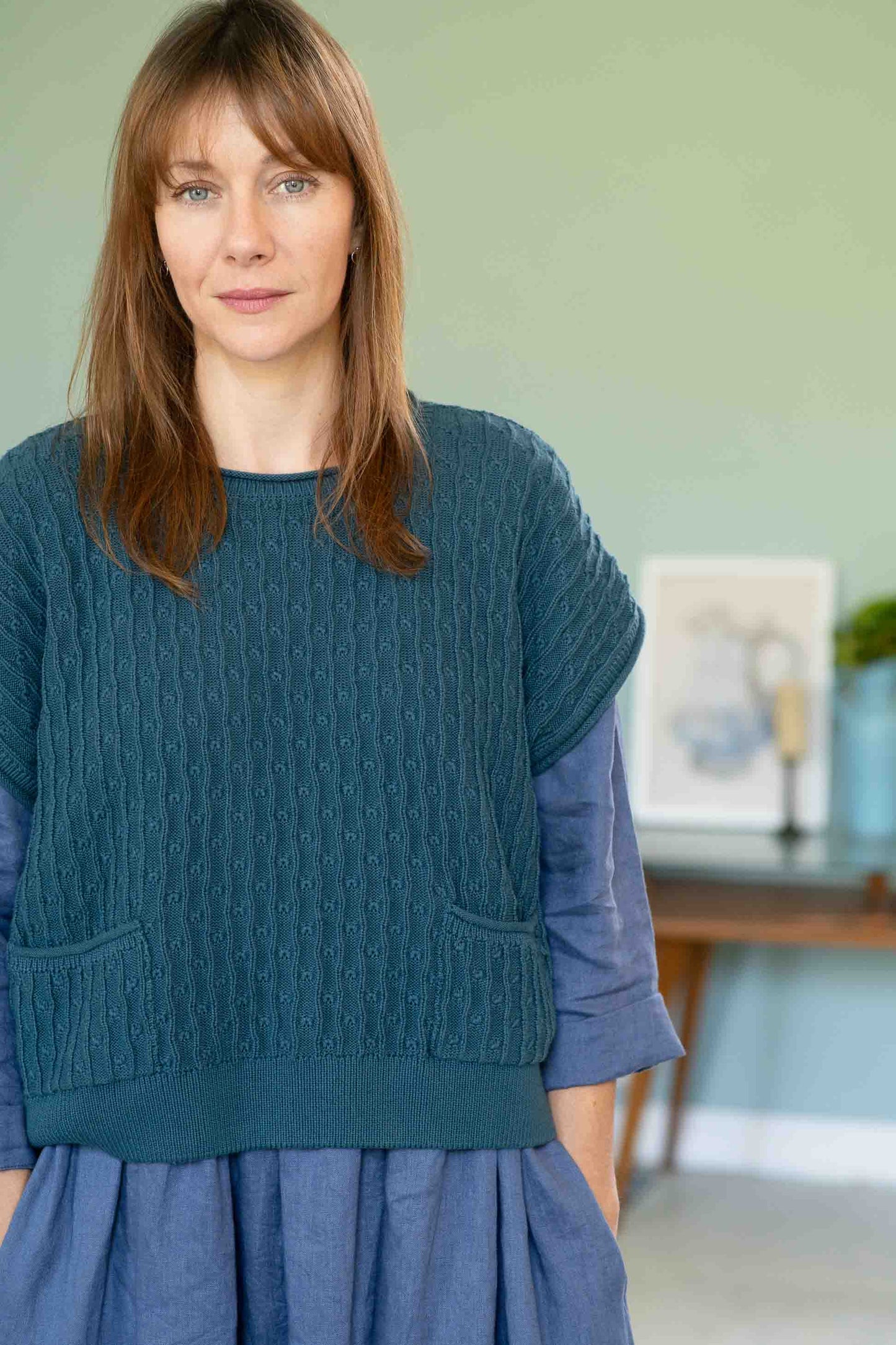 Lazybones Sunday Vest in Teal