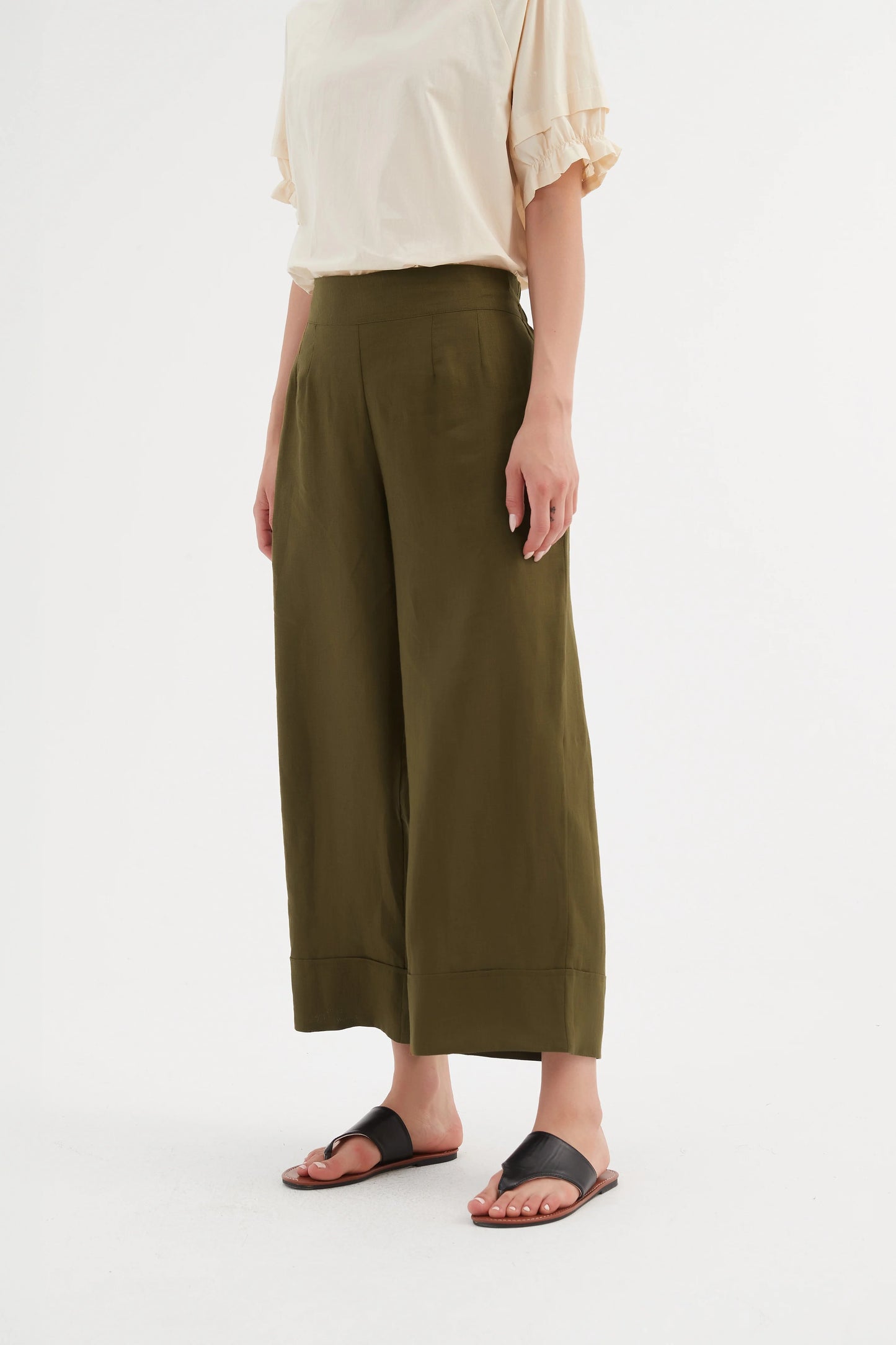 Tirelli Wide Leg Pant - Dark Moss