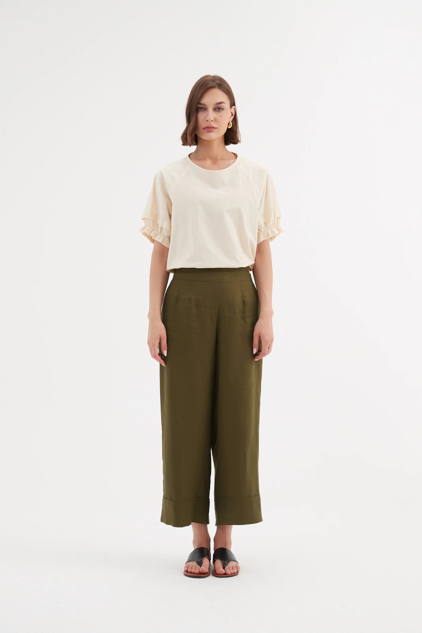 Tirelli Wide Leg Pant - Dark Moss