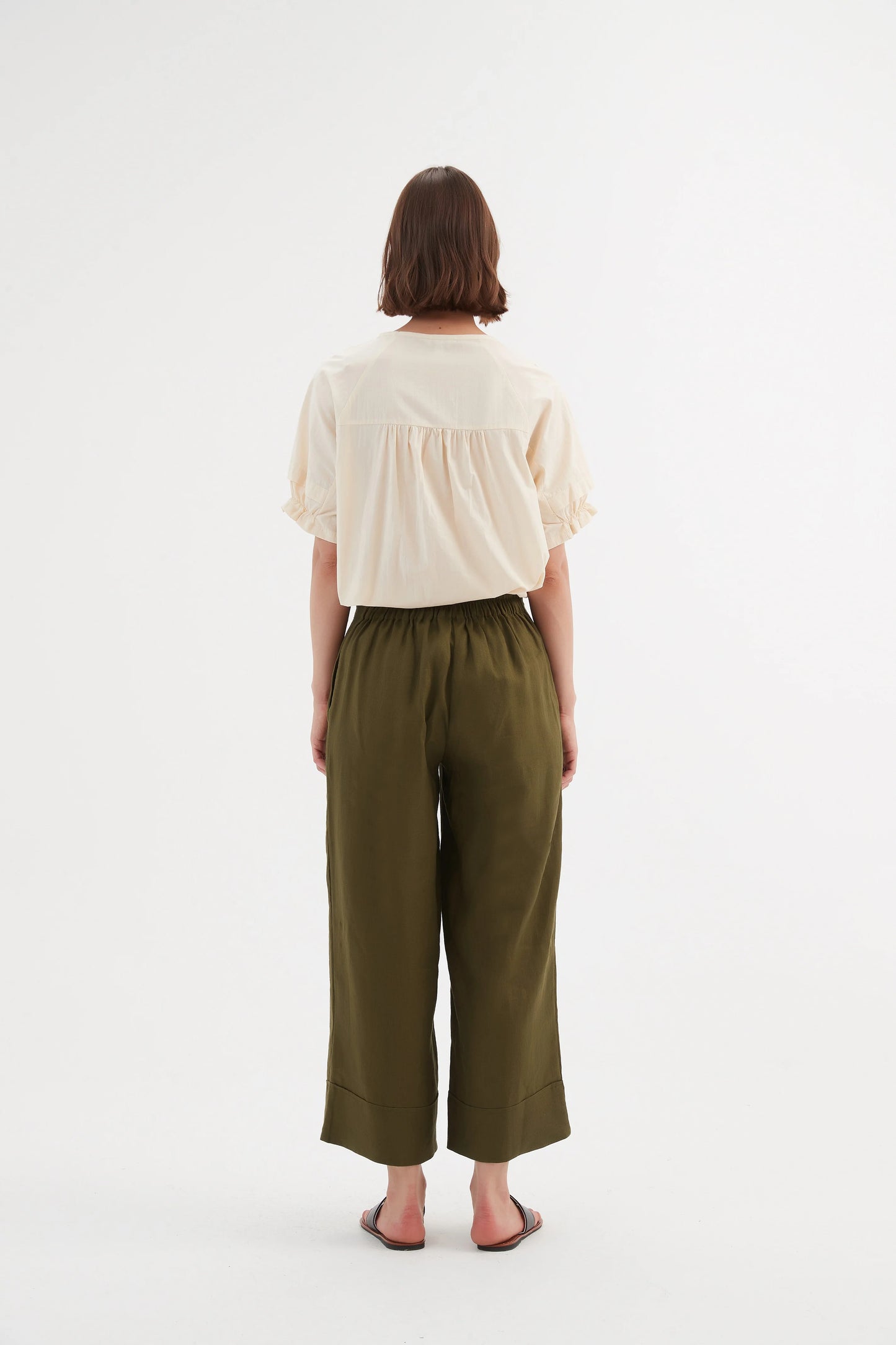 Tirelli Wide Leg Pant - Dark Moss