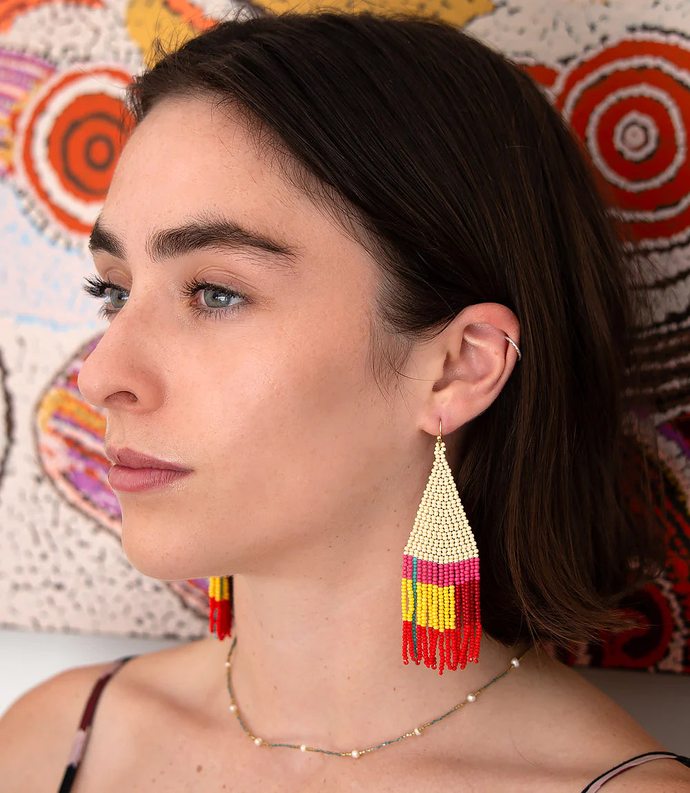 Fair Trade Wanderer Beaded Pyramid Earrings