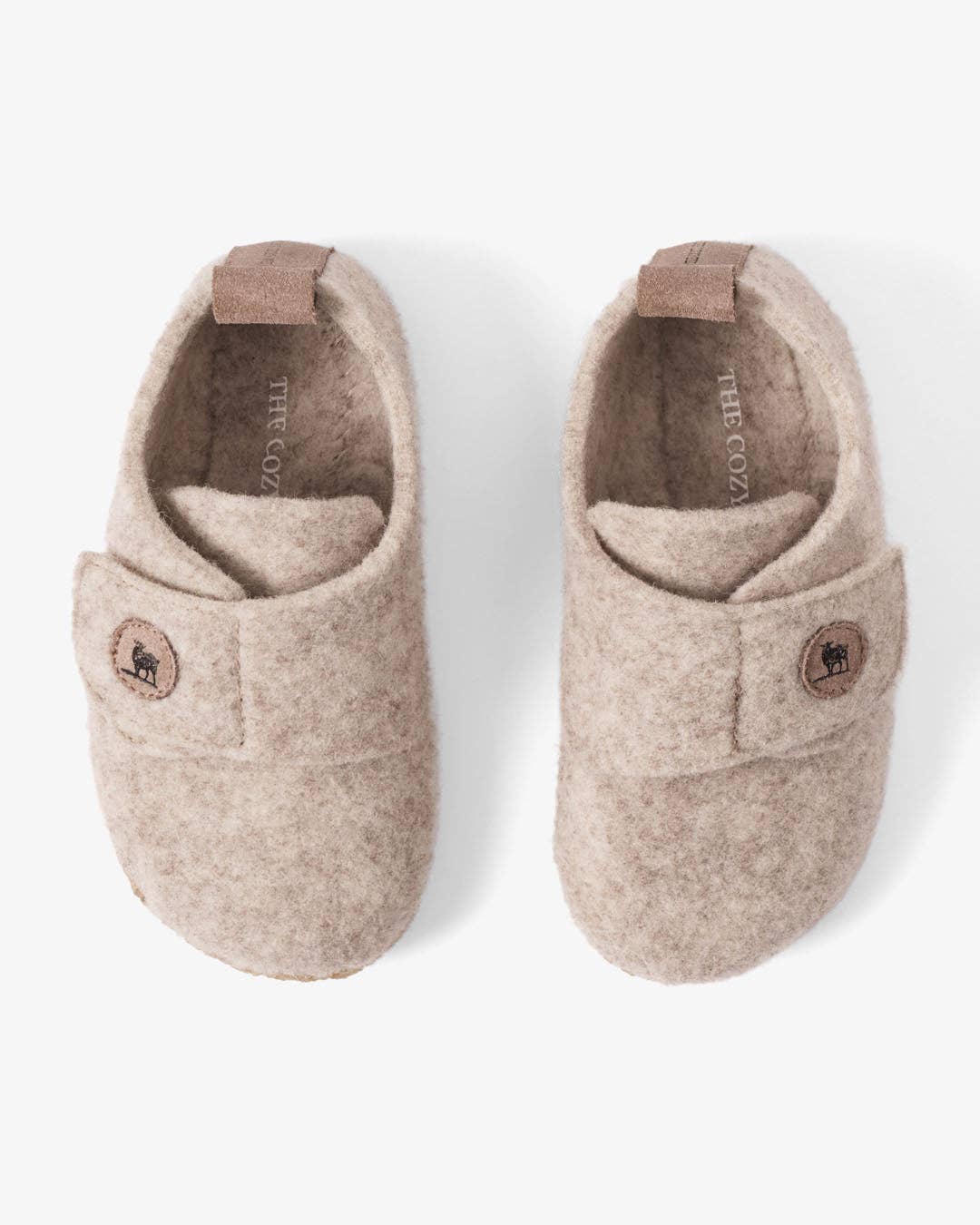 The Cozy Sheep Felted Kids Slippers - Beige