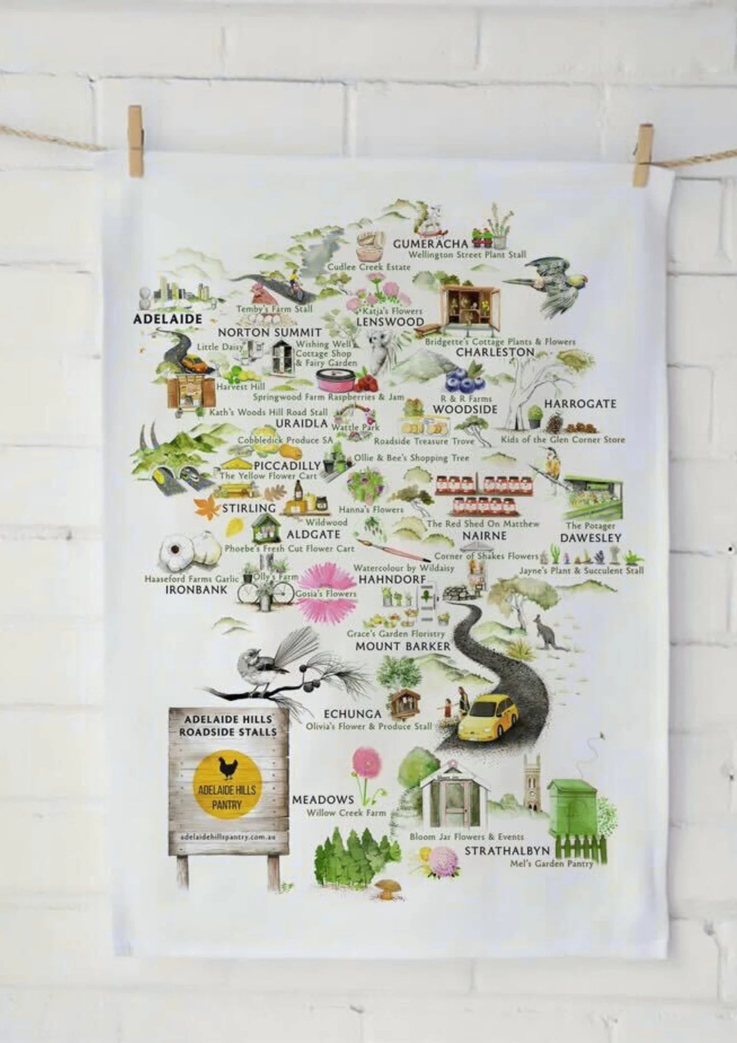 Adelaide Hills - Roadside Stalls Tea Towel