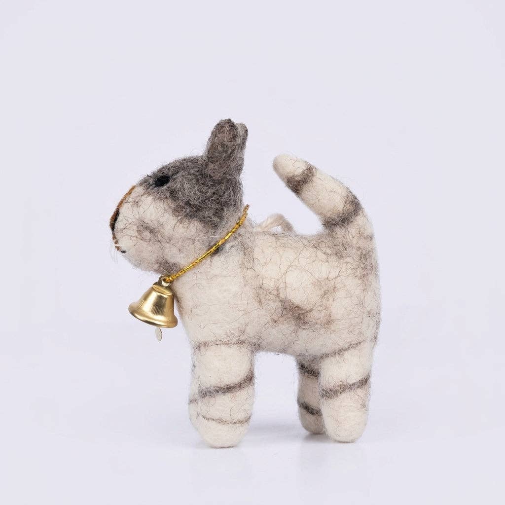 Handmade Felt Tabby Cat Ornament