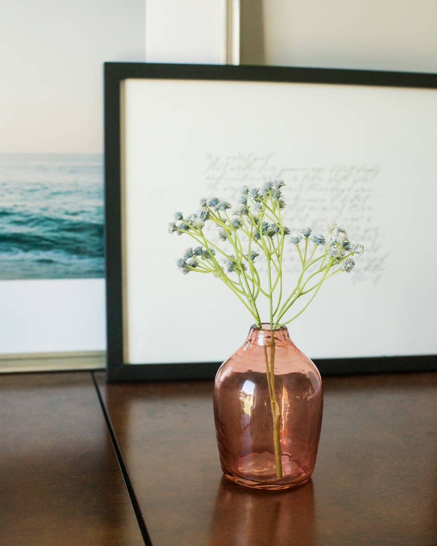 Haley Handblown Hammered Glass Bud Vases - Blush