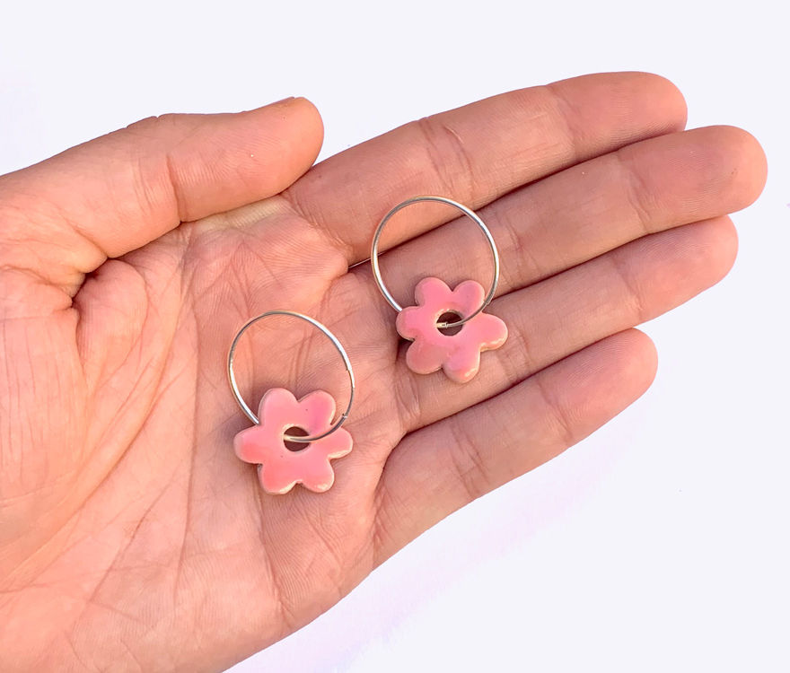 Togetherness Ceramic Pink Daisy Earrings