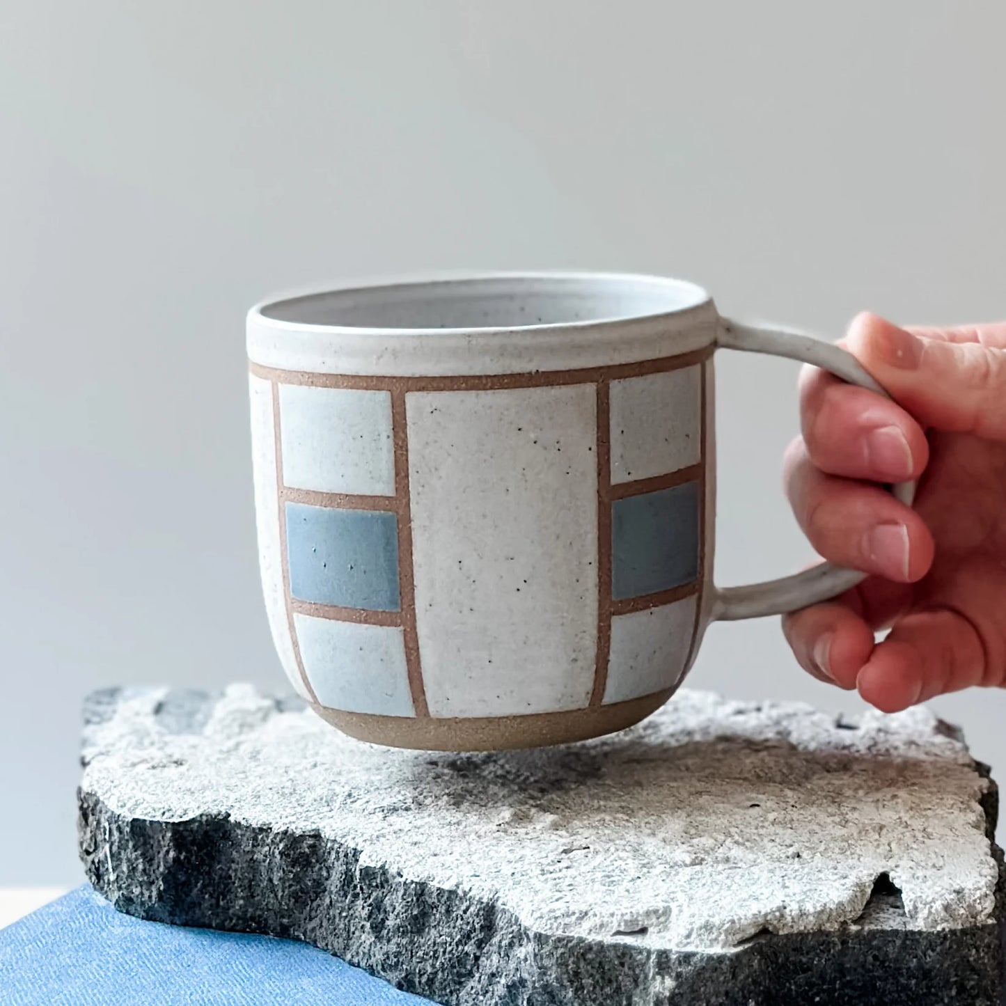 Blue Geometric Handmade Mug