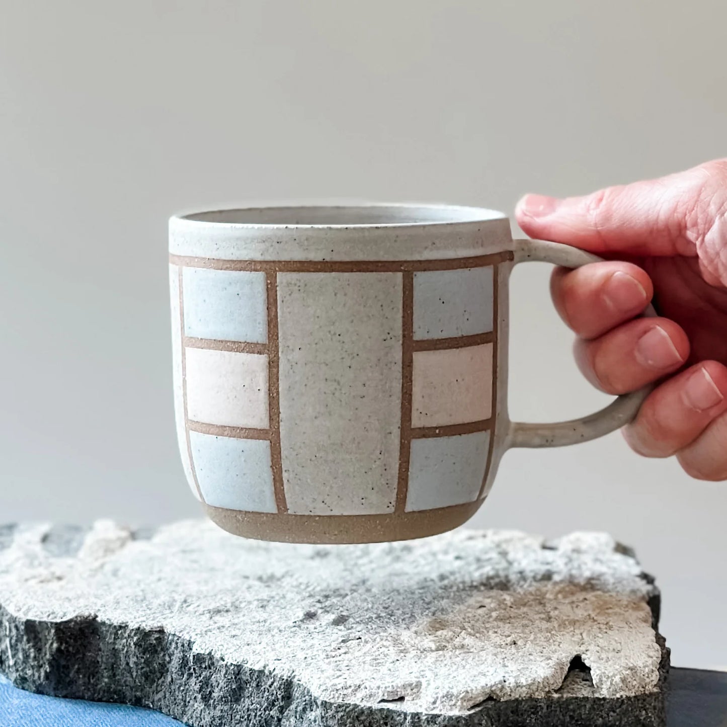 Pink Geometric Handmade Mug