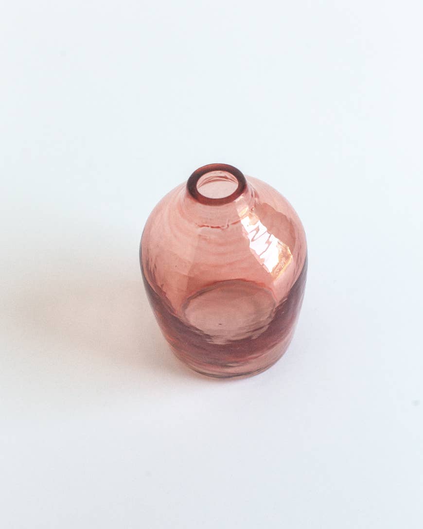 Haley Handblown Hammered Glass Bud Vases - Blush