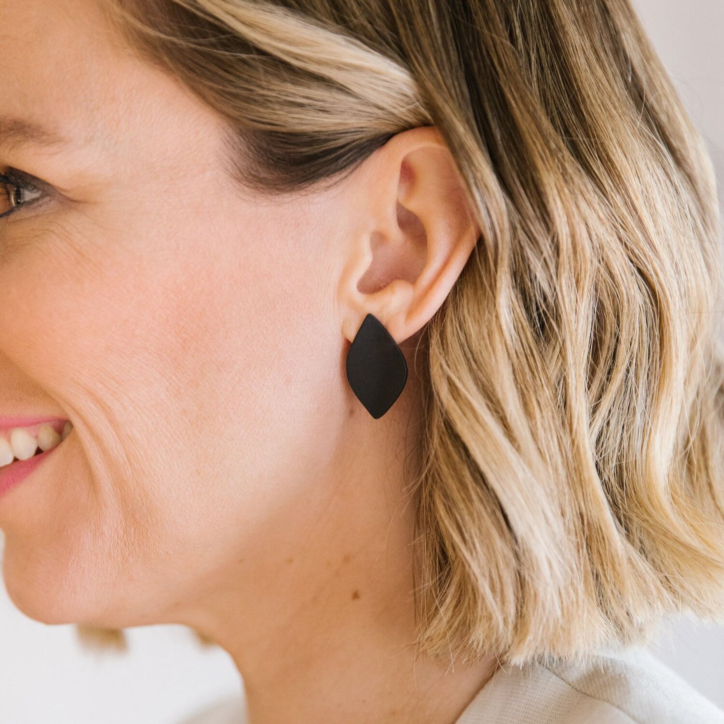 Chloe Shay Black Leaf Studs