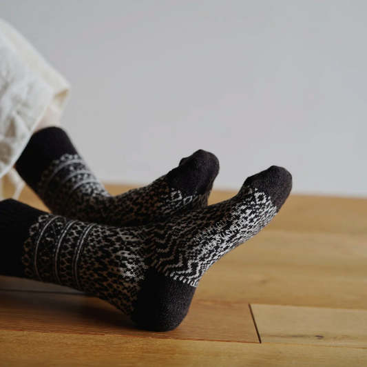 Nishiguchi Kutsushita Oslo Wool Socks - Chocolate and Vanilla