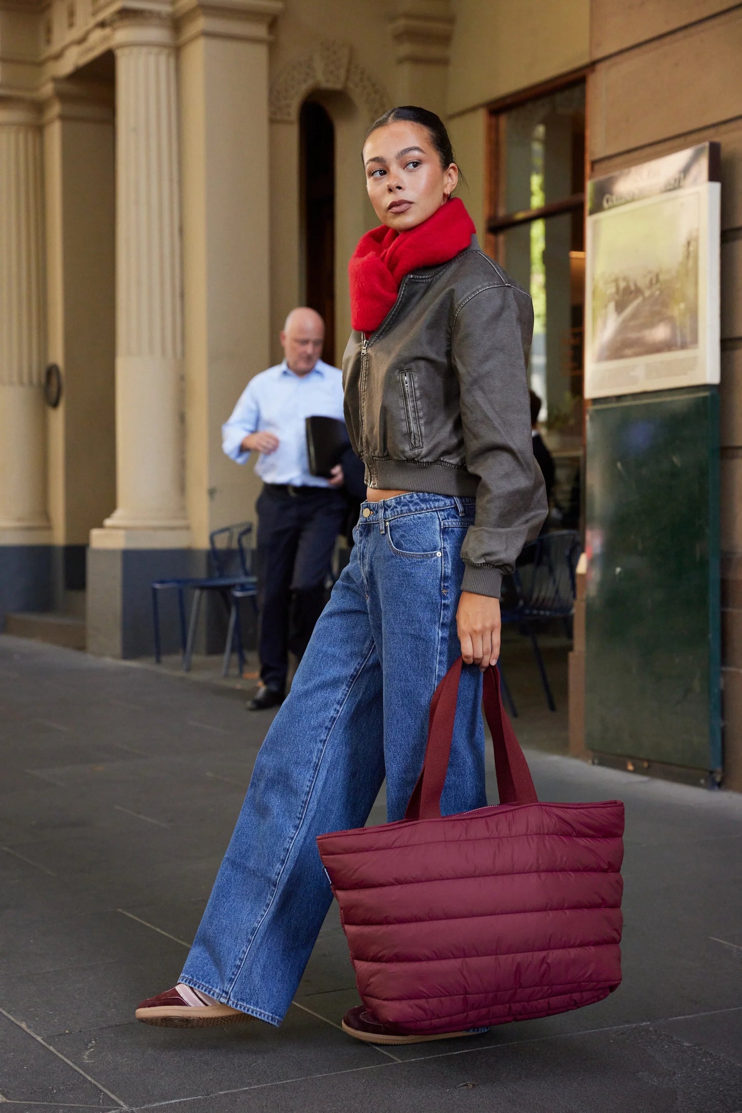 'Take It Base' Puffer Tote - Burgundy