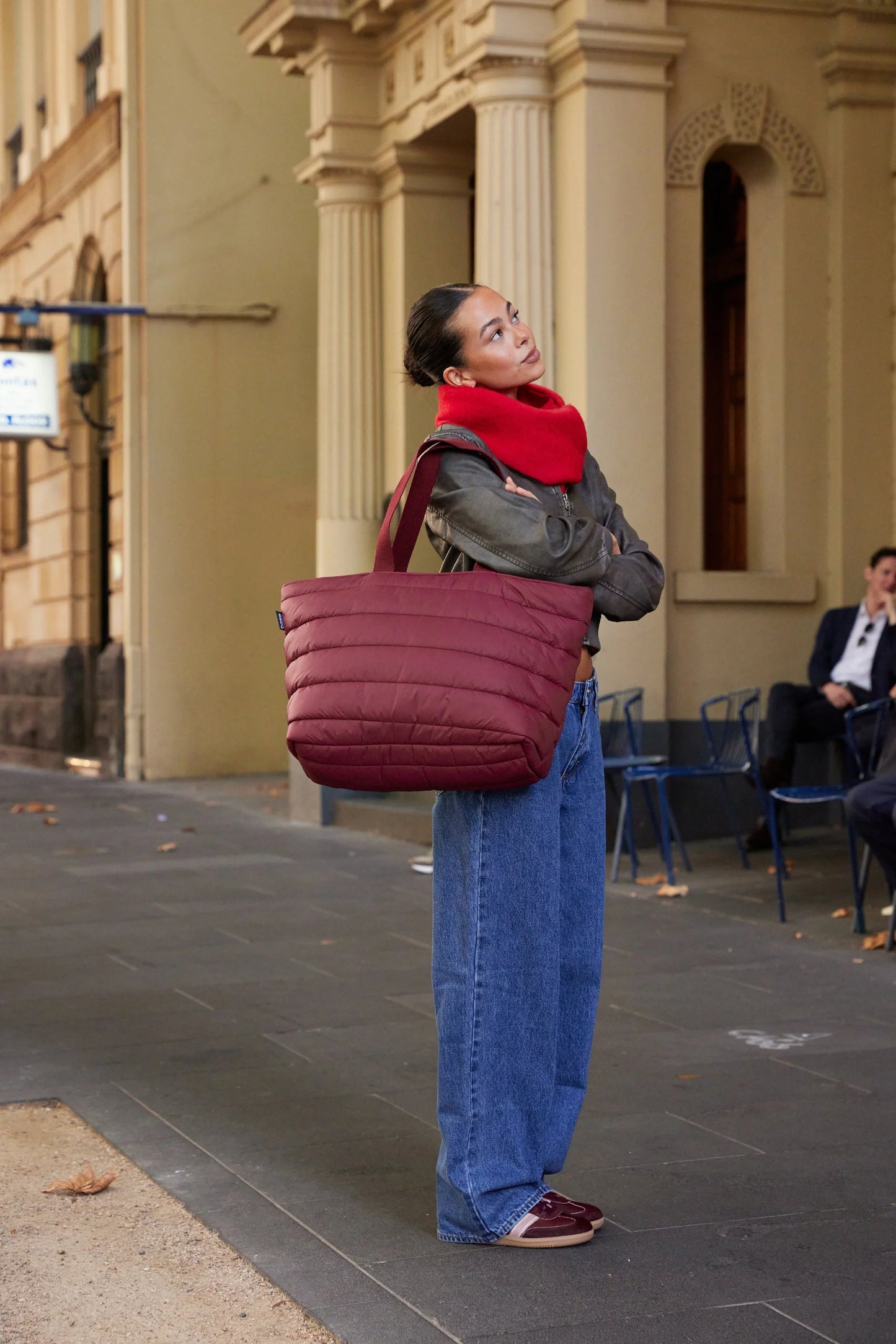 'Take It Base' Puffer Tote - Burgundy