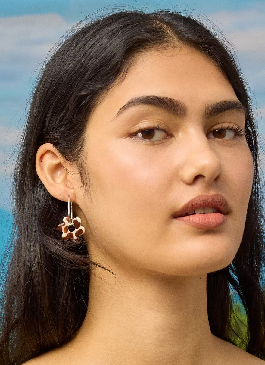 Togetherness Ceramic Cow Patch Earrings