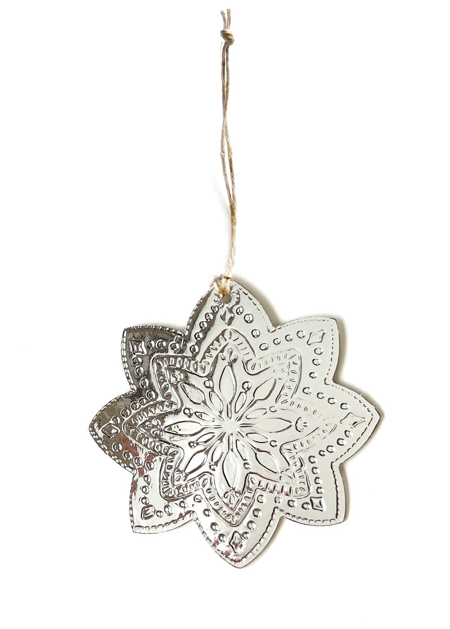 Mandala Faux Tin Ornament - Silver