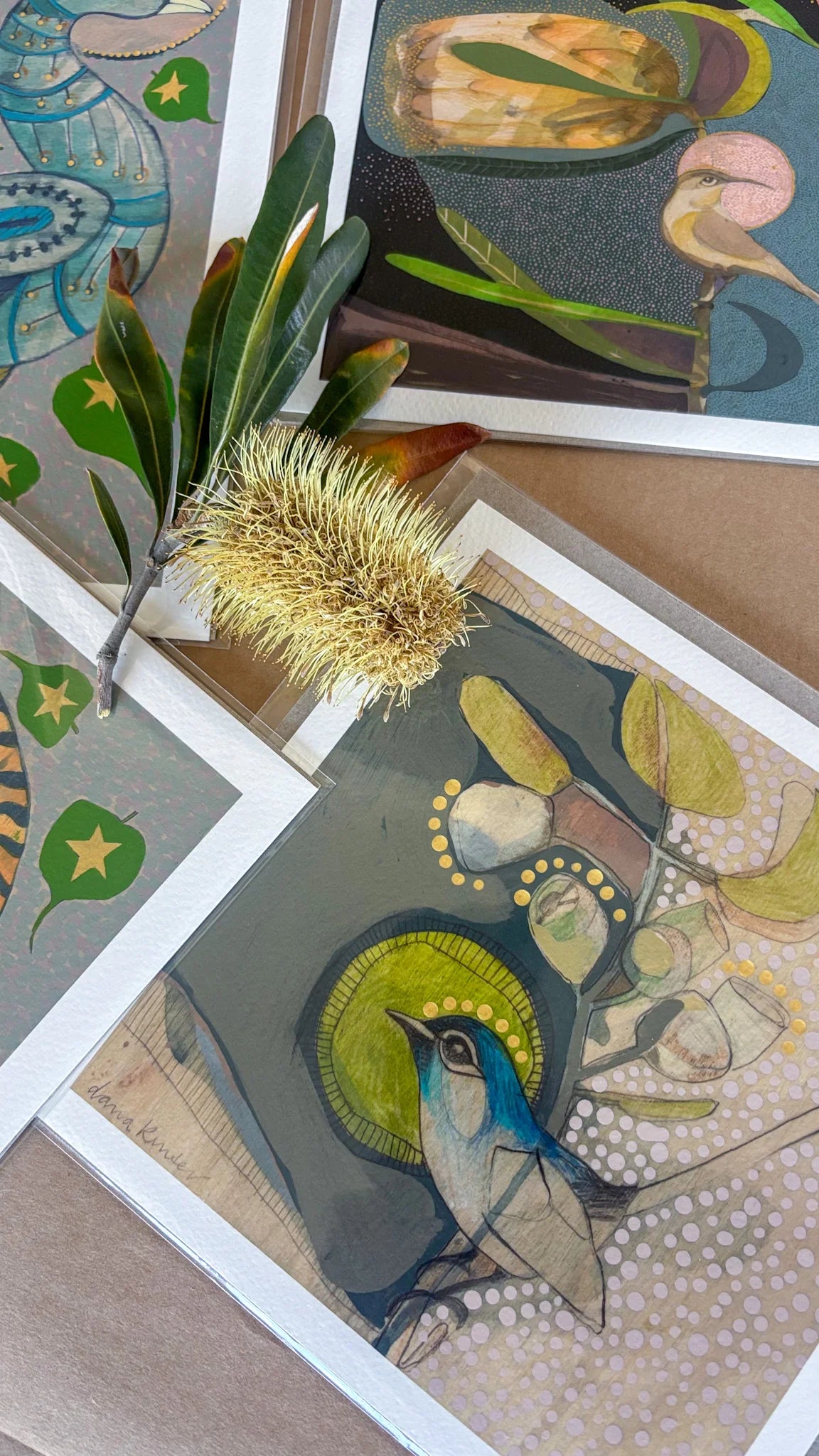 Dana Kinter "Blue Wren and Gum" mini print