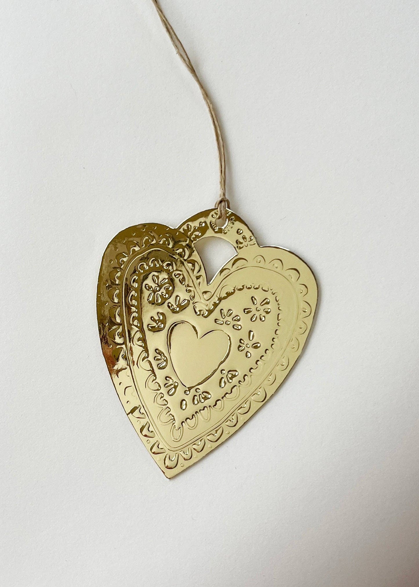 Heart Faux Tin Ornament - Gold