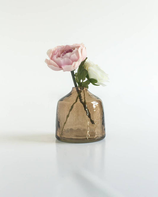 Bella Handblown Hammered Glass Bud Vases: Smoke