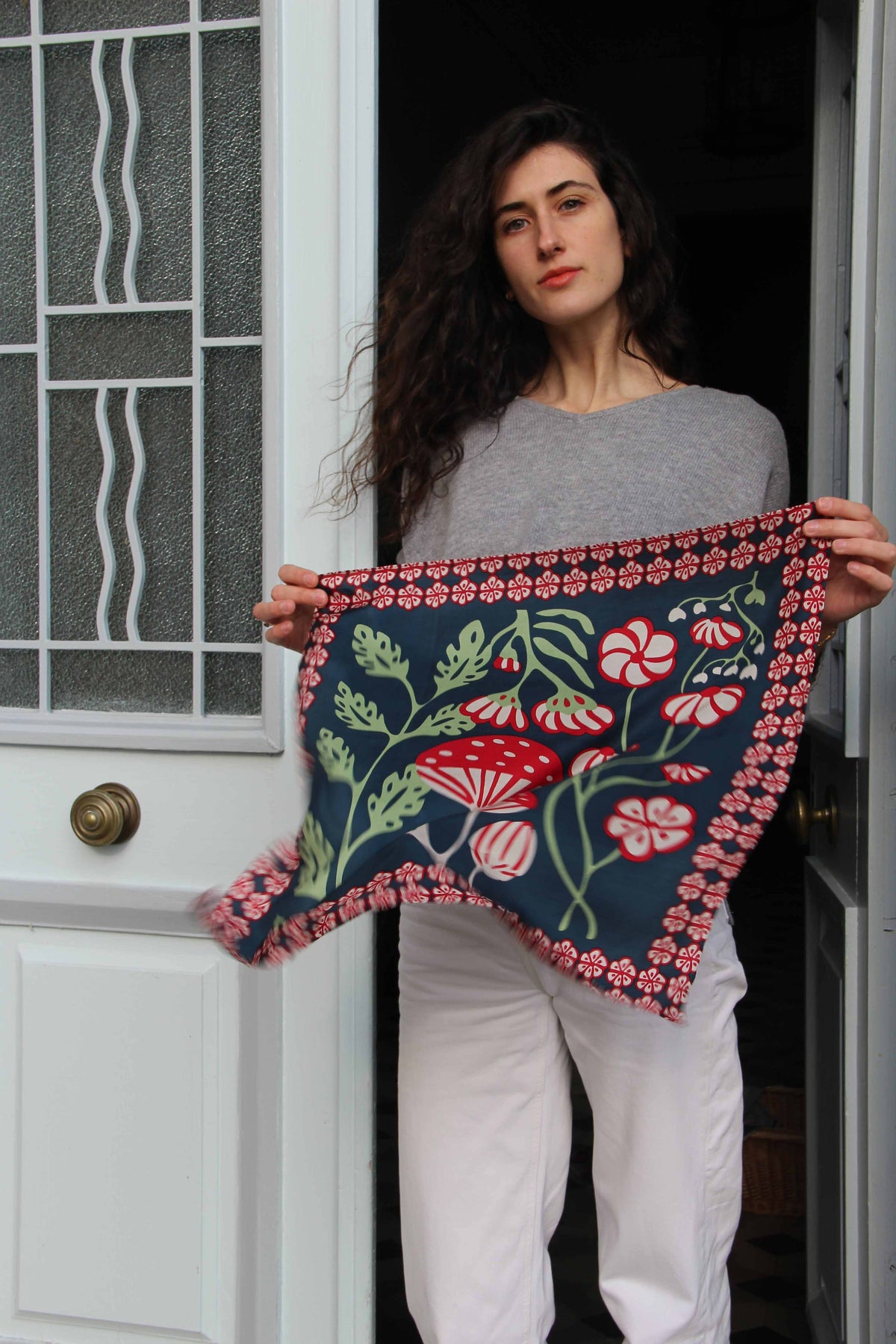 Silk Square Scarf - Alice Marine Navy