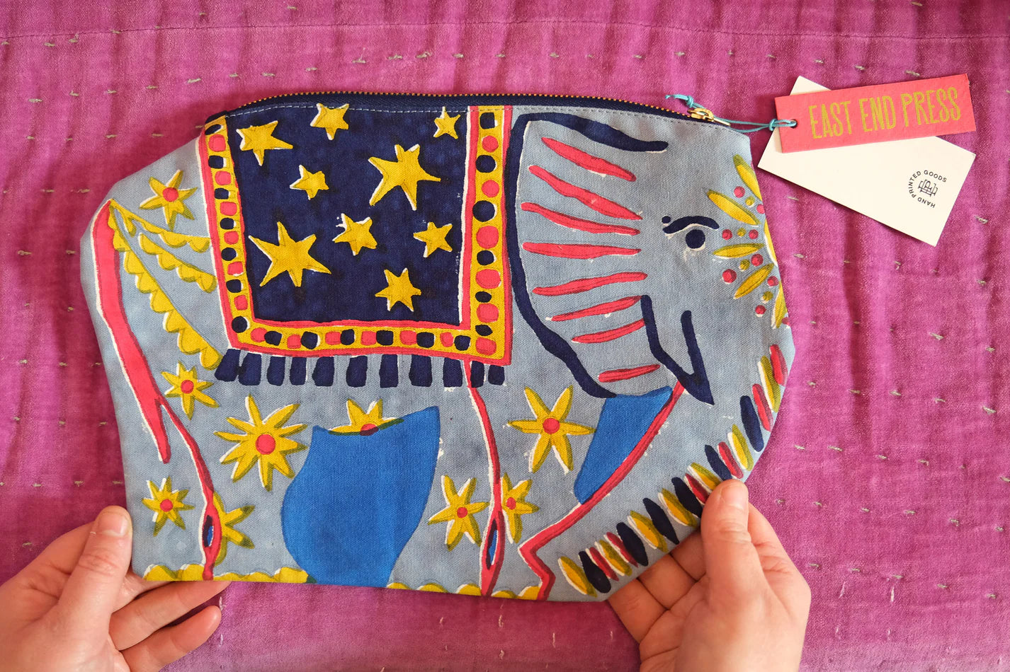 East End Press Elephant Fabric Pouch