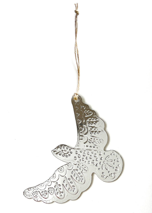 Dove Faux Tin Ornament - Silver