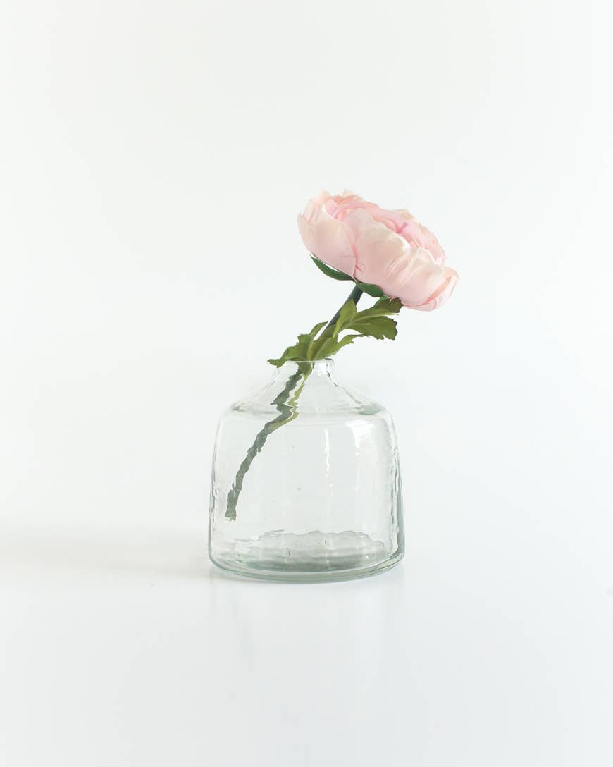 Bella Handblown Hammered Glass Bud Vases - Clear