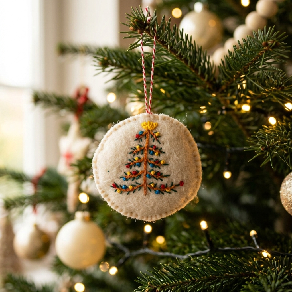 Embroidered Christmas Tree Felt Ornament