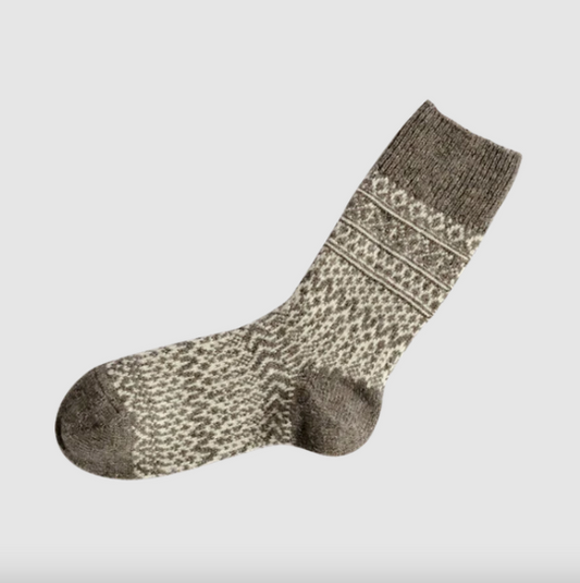 Nishiguchi Kutsushita Oslo Wool Socks - Grey and Vanilla