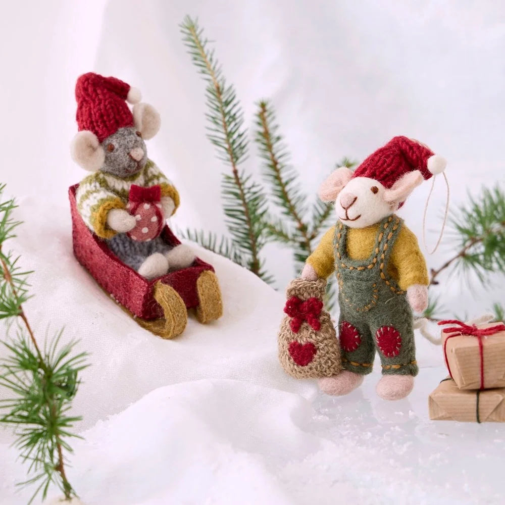 Gry & Sif Felt Mouse with Santa Sack