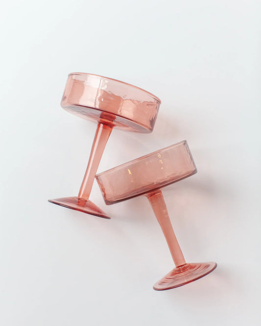 Handblown Hammered Glass Coupe - Blush