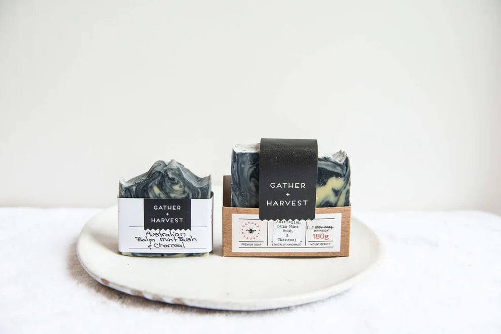 Gather + Harvest Soap - Australian Balm Mint Bush and Charcoal
