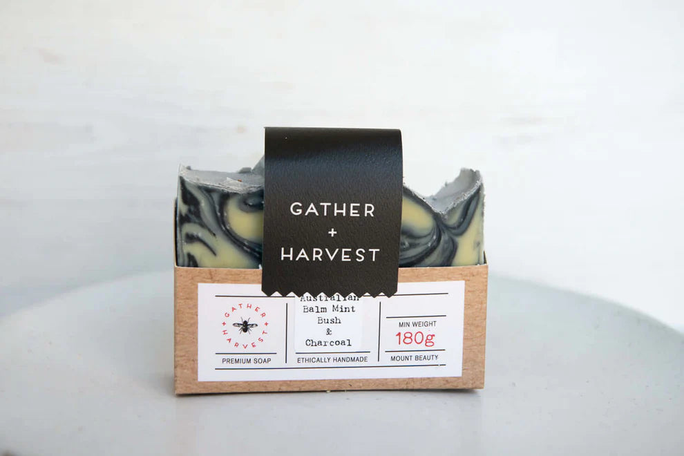 Gather + Harvest Soap - Australian Balm Mint Bush and Charcoal
