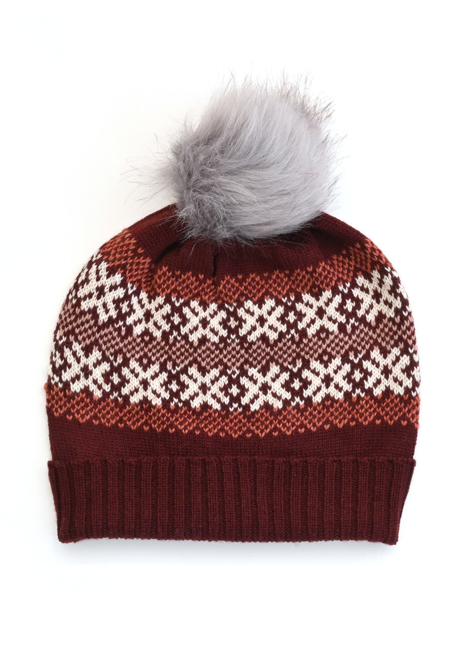 Uimi Heidi Fair Isle Beanie - Merlot