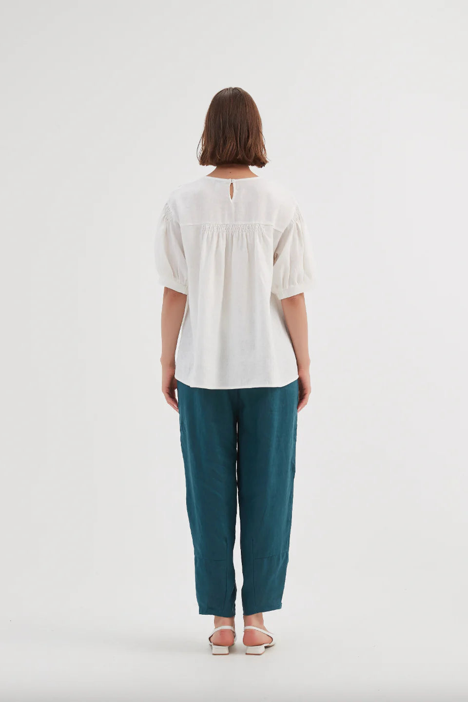 Tirelli Bishop Sleeve Top - White