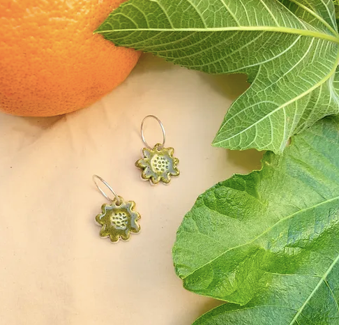 Togetherness Ceramic Mini Hoop Earrings - Olive Flora