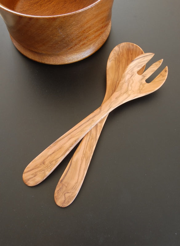 Heaven In Earth Olive wood salad servers