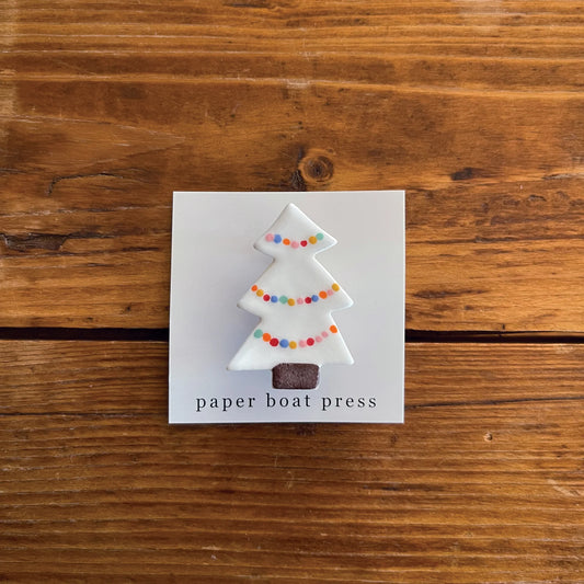 Paper Boat Press Christmas Tree Brooch