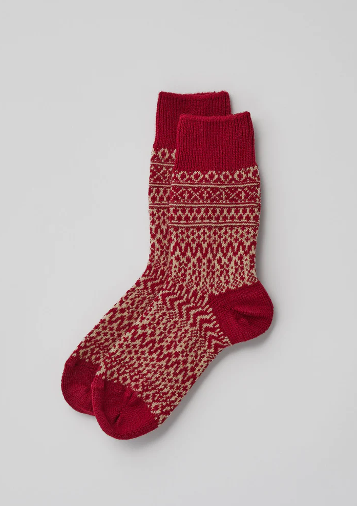 Nishiguchi Kutsushita Oslo Wool Socks - Wine and Vanilla