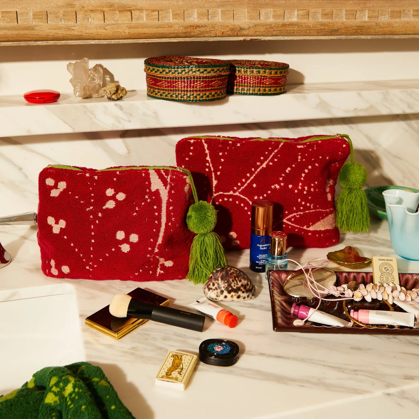 Sage x Clare - Lucia Terry Pouch in crimson