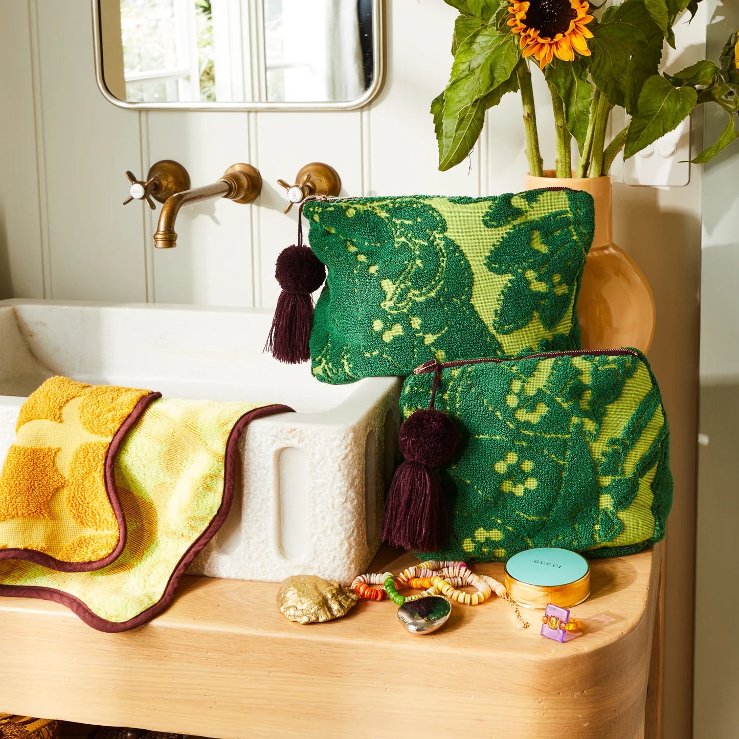 Sage x Clare - Lucia Terry Pouch in kelp