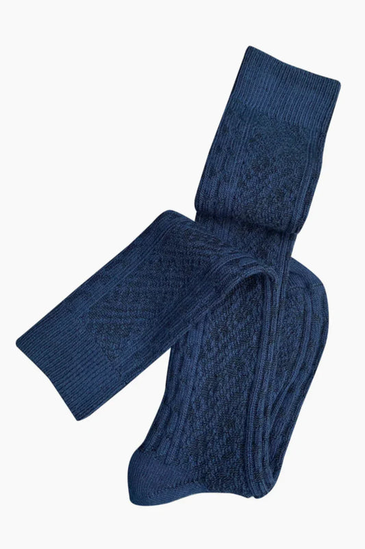 Tightology ‘Vintage' Blue Merino Wool Socks