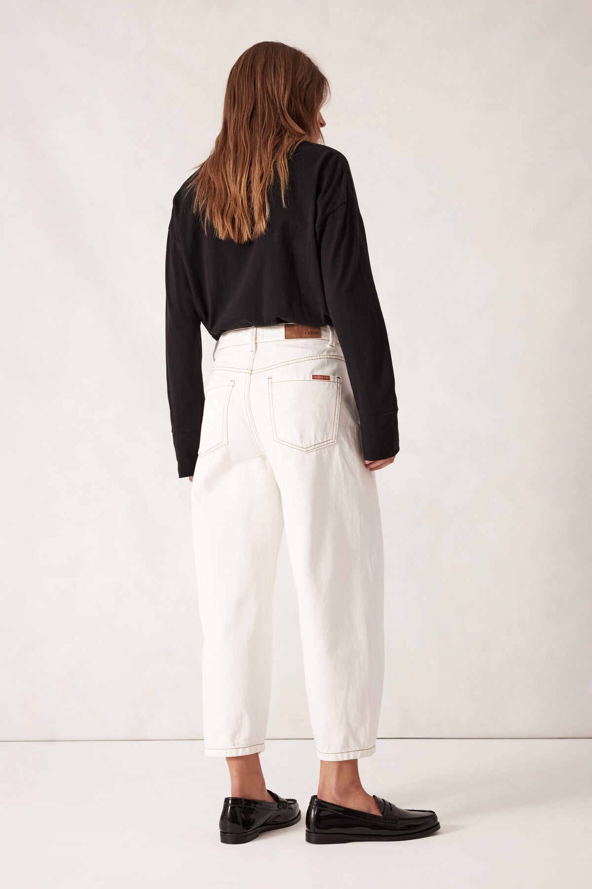 Ceres Life White Barrel Jeans