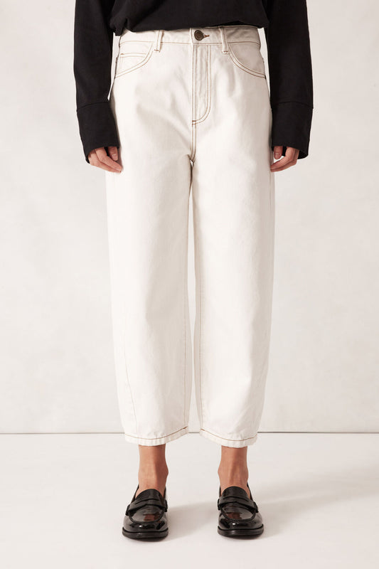 Ceres Life White Barrel Jeans
