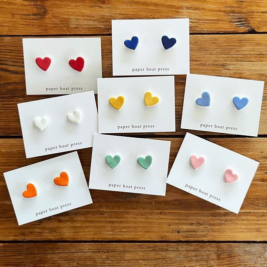 Paper Boat Press Heart Stud Earrings