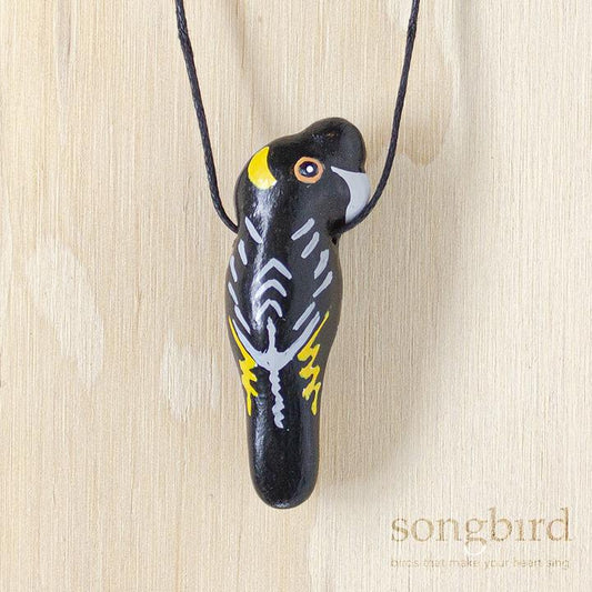 Songbird  Yellow Tailed Black Cockatoo Whistle Necklace