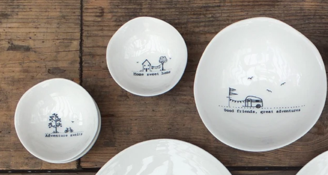 East of India Small Porcelain Bowl with sweet little sayings