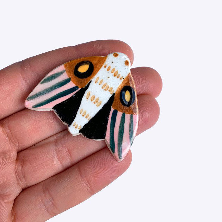 Togetherness Ceramic Midnight Moth Brooch